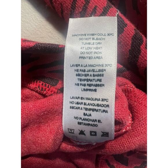 Sundry Womens Red Stonewash Animal Zebra Print Pullover Sweatshirt, Size 0 (XS) - Picture 7 of 8
